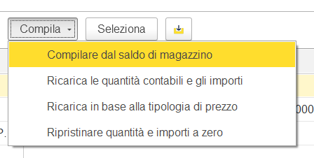 Compila saldo di magazzino