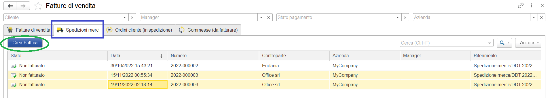 Creazione fattura differita