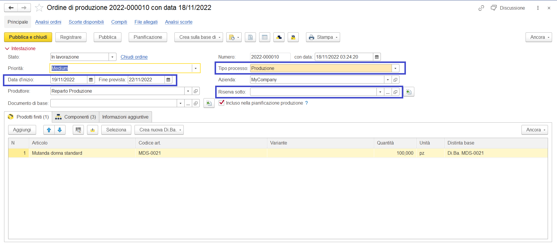 Ordine di produzione