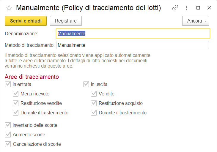 Tracciabilità lotti