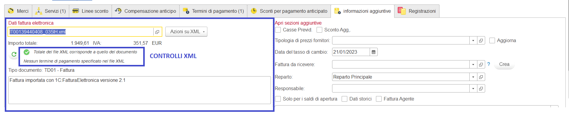 Controlli fattura ricevuta XML