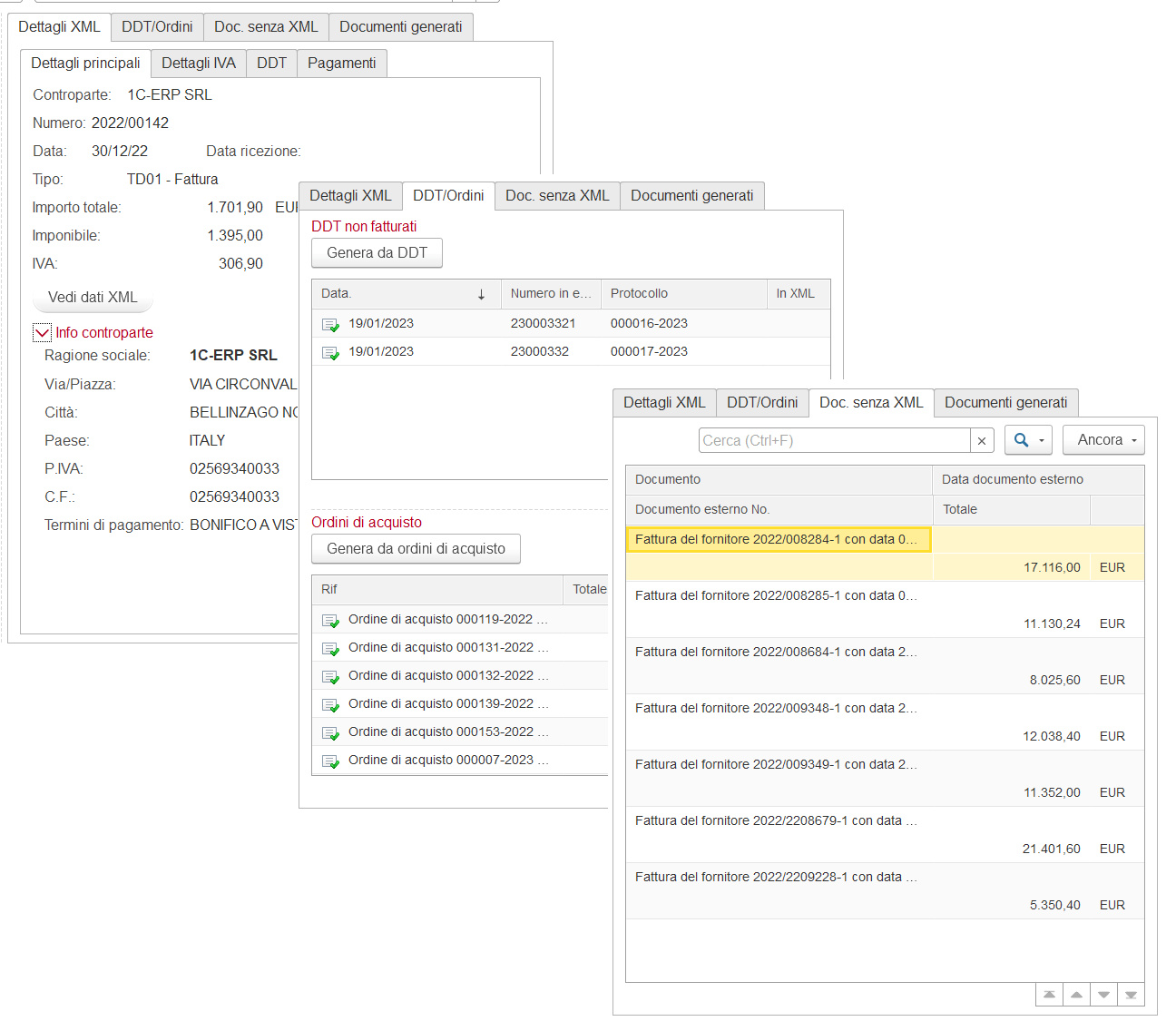 Dettagli fattura elettronica XML