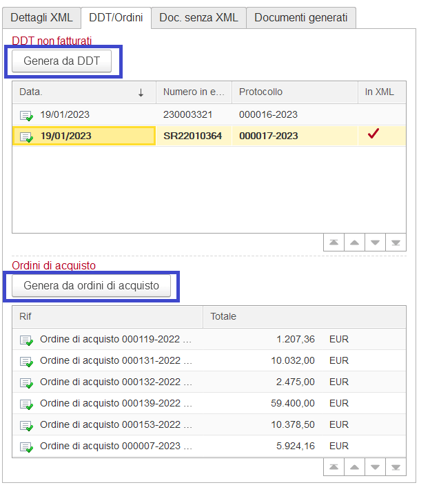 Importare fattura da file XML