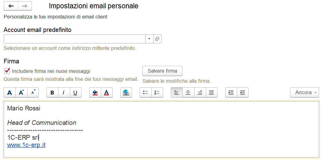 Impostare email nel gestionale