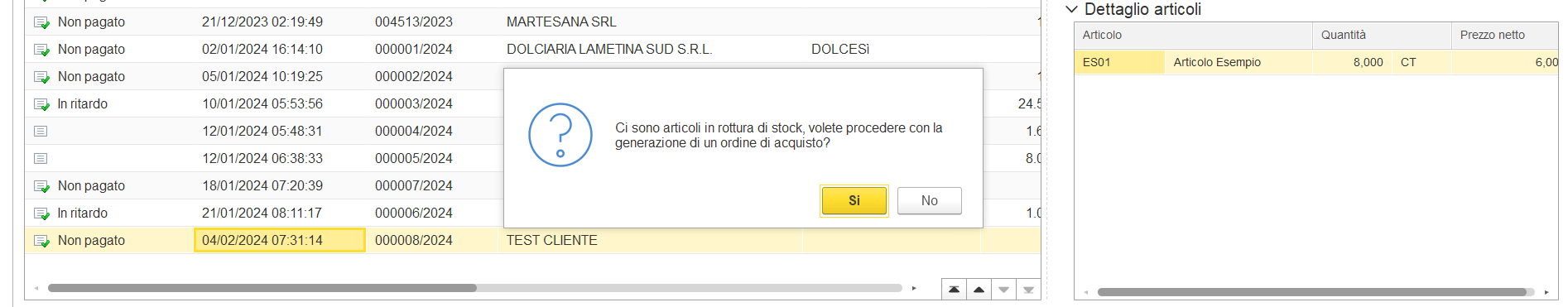 Rottura di stock